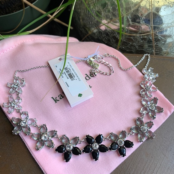 Authentic Kate Spade Rhodium Plated Roses Necklace - Picture 2 of 8